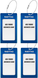 Luggage Tags Metal Suitcase Tags Travel Bag ID Identifier Luggage Tag (Blue 4-Pack)