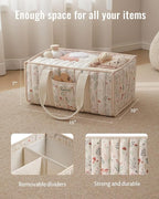 Blissful Diary Floral Diaper Caddy Organizer, Stylish Nursery Storage Basket, Gift for Baby Shower, Newborn Essentials, Flora