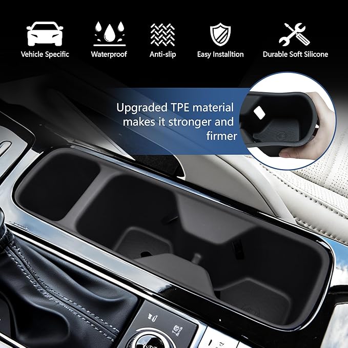 Cup Holder Inserts for 2020-2025 Kia Telluride Accessories, Non-Slip TPE Center Console Cup Holder Protector Organizer for Telluride Interior Accessories