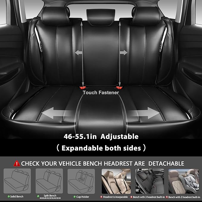 CAR PASS Ultra+ Nappa Patent Leather Car Seat Covers Full Set Universal Cushioned,Soft Breathable Waterproof Anti-Slip Driver
