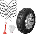 Qoosea Snow Chains Tire Chains for Car, Trucks, SUV Universal Emergency Snow Tire Chains, Adjustable Anti-Slip Tire Cables & 