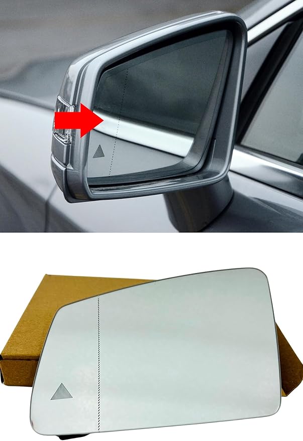 CAMIL Blind Spot Mirror Glass, Lens Heated Exterior Mirror Replacement Glass Compatible with Mercedes Benz A/B/W204 C/CLA/CLS/W212 E/E Coupe/GLA/GLK/W221 S Class (Left Driver Side)