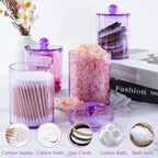 XIPENGKEJI 6 Pack Qtip Holder,Canister Apothecary Jar Set, Bathroom Jars with Lids Set for Cotton Swabs, Balls, Pads, Floss P