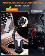 Cup Phone Holder for Car with Expandable Base, Upgraded 2 in 1 Hands Free Cellphone Holder Cupholder Car Mount, Stable Retrac