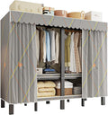 Large Portable Closets for Hanging Clothes | Heavy Duty Clothes Rack with Cover Foldable | Max Load 1000LBS Portable Wardrobe