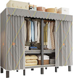 Large Portable Closets for Hanging Clothes | Heavy Duty Clothes Rack with Cover Foldable | Max Load 1000LBS Portable Wardrobe