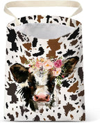 IRADA Car Trash Bag Hanging No Snap Small Garbage Bag for Car Back Seat Cute Printed One-Handed Strap Trash Bags Car Accessories-Cow Car Trash Bags