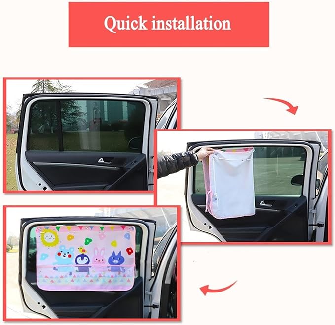 Car Sun Shade for Baby Kids Children 2 Pack Car Side Window Curtain Protector Protects from Sun Glare Heat Blocks UV Rays Glare Car Interior Sun Blocker Blind (Dinosaur)