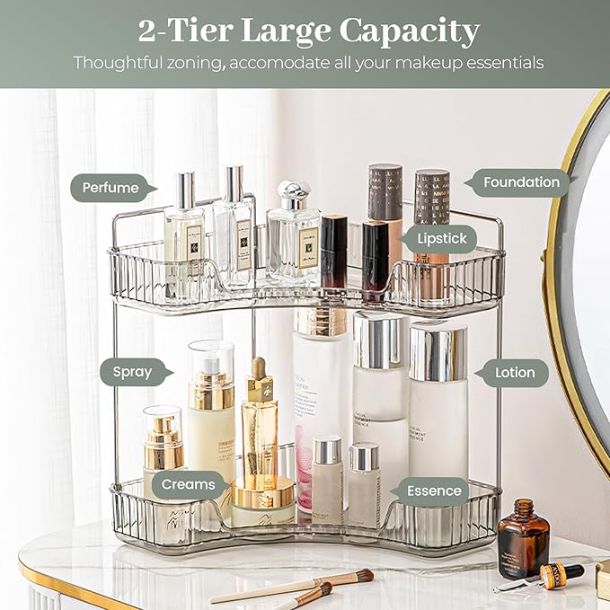 Aveniee Corner Bathroom Counter Organizer, Bathroom Countertop Shelf Makeup Organizer for Vanity Perfume Tray for Corner Stor