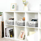 Bidtakay Small Baskets Fabric Storage Baskets for Organizing 3-Pack 12x8x5 Inch Collapsible Storage Bins for Shelves Canvas B