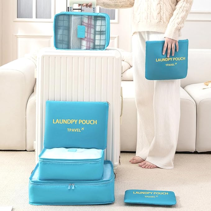 6 Set Packing Cubes for Travel Luggage Packing Bags Reusable Lightweight Suitcase Organizer Cubes Set for Travel Accessories 