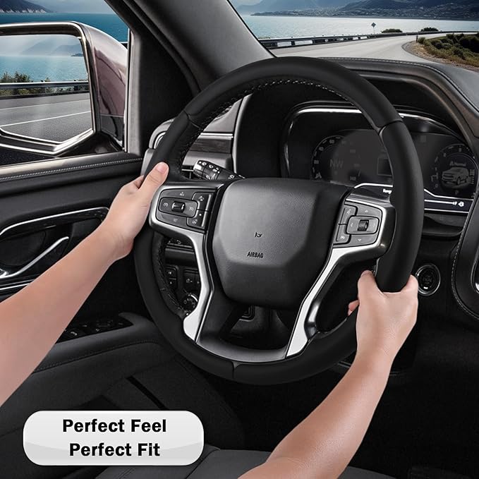 Steering Wheel Cover for Chevy Silverado 1500 2019-Present/ 2500 3500 2020-Present/Blazer 2019-Present (Gasoline Models)/ Suburban Tahoe 2021-2024, Car Steering Wheel Cover Accessories for Chevrolet