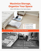 VEVOR Under Bed Storage with Wheels, 31.7 x 15.6 x 6.9 inch Underbed Containers, Underbed Shoes Organizer with Lid & Gray Lat