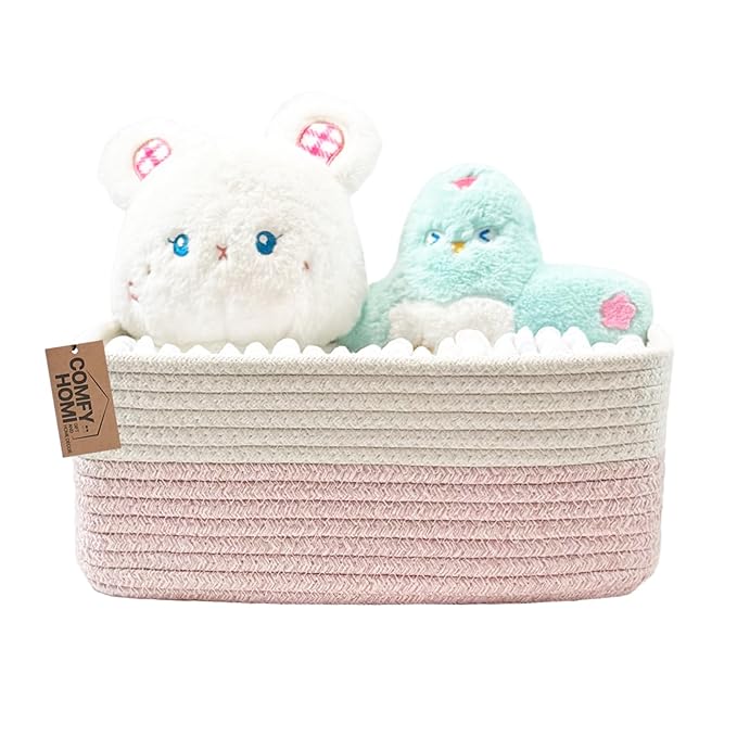 COMFY-HOMI 11.5"x7.5"x4.7" Storage Baskets for Organizing | Cotton Rope Woven Basket | Toy Storage Bin Box | Basket for Shelv