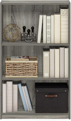 Furinno JAYA Book Shelf, 3-Tier Bookshelf, Bookcase with Adjustable Shelves, 9.5 x 24.5 x 40.3, for Organization and Storage,