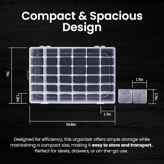 Budreu 8pack 36 Grids Plastic Clear Organizer Box bead Storage Containers with Adjustable Dividers for Craft Jewelry Fishing 