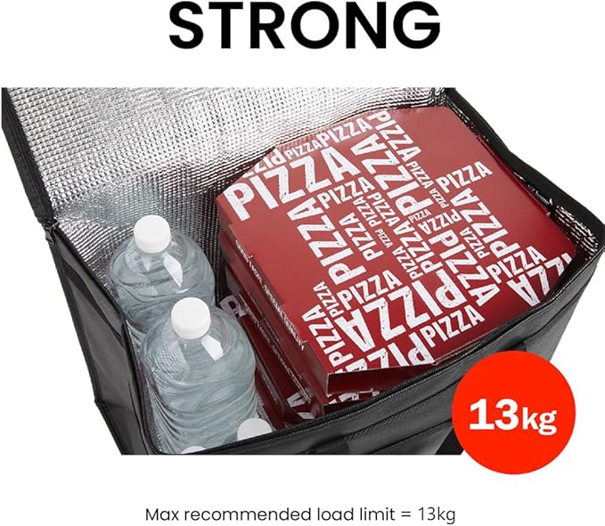 NZ home Insulated Bags for Food Delivery (XL Plus) Grocery Shopping Cooler Bag, Pizza Delivery, Hot & Cold Catering Tote, Reusable, Foldable & Heavy Duty (2 Pack, Red)