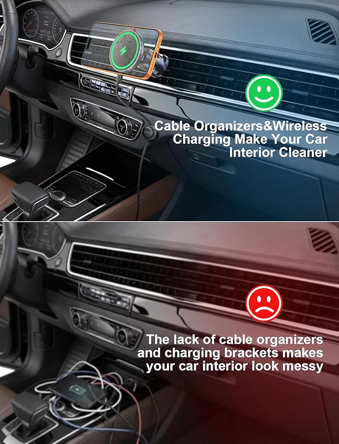 MOKPR for iPhone Magsafe Car Mount Charger, Wireless Car Charger Magnetic Car Phone Holder for Dash Air Vent-LED HandsFree Car Mount Fast Car Charger for iPhone 17/16/15/14/13/12