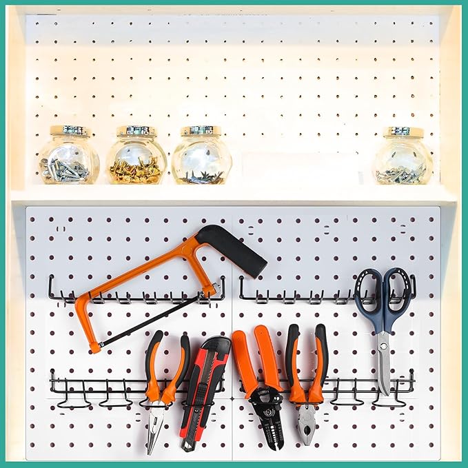 Coume 6 Pcs Pegboard Screwdriver Holders Organizer Pegboard Plier Holders Stainless Steel Peg Board Tool Utility Hooks Access