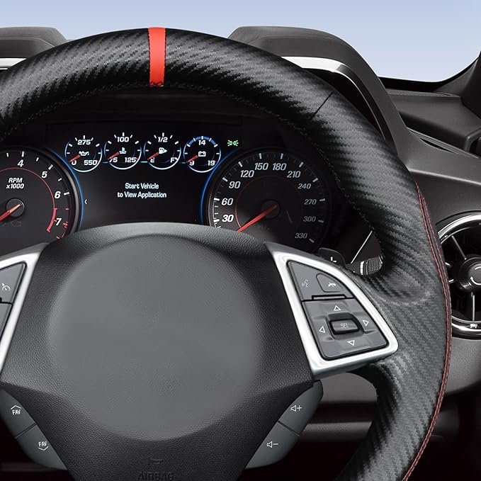 MEWANT Hand Sewn 3D Style Steering Wheel Cover Wrap for Chevrolet Camaro 2017-2022 Steering Wheel Accessories for Chevrolet Camaro 2017-2022