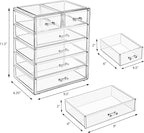Sorbus Acrylic Makeup Organizer Set, 6-Drawer Vanity & Countertop Cosmetic Storage with Small & Wide Drawers, Clear Makeup St