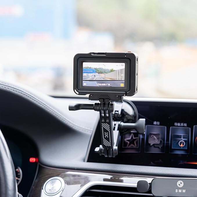 JJC Suction Cup Mount with Extension Arm for DJI Osmo Nano Action 5 Pro 4 3 Action Camera, Strong Stable Suction Cup Base Compatible with Gopro Hero 13 12 11 10, for Insta360 Ace Pro 2 Car Mount