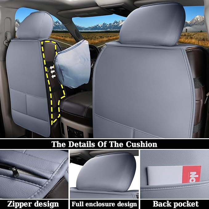 Coverado Car Seat Covers Full Set, Waterproof RAM 1500 Seat Cover Compatible with 2002-2025 RAM 1500 2500 3500 Crew Double Me