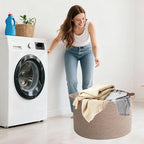 65L Extra Large Woven Cotton Rope Blanket Basket with Handles, Laundry Hamper Storage Bin for Pillows, Comforters,Clothes, To