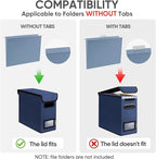 BALEINE File Organizer Box with Lid, Collapsible File Folder Organizer with Plastic Slide, Hanging File Folder Box for Office