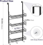 SWTYMIKI Over Door Hat Organizer - 5 Tier Wall Mounted Hat Rack with 4 Adjustable Metal Basket and 3 Hooks, Hanging Baseball 