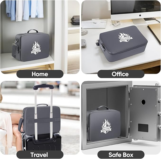 BALEINE Fireproof Document Box with Lock, Portable Fireproof Document Bag Waterproof Fire Proof File Boxes for Documents, Fil
