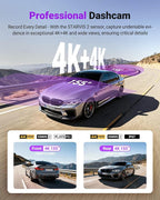 Vantrue S1 Pro Max AI Dash Cam 4K+4K w/ADAS & BSD, Dual STARVIS 2 Dash cam Front and Rear, 2 Channel HDR Dashcam, PlatePix Ni
