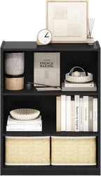 Furinno GEHRY Book Shelf, 3-Tier Bookshelf, Bookcase with Adjustable Shelves, 11.6 x 24.8 x 31.6, for Living Room, Bedroom, H