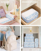 Narwey 7 Set Floral Packing Cubes for Travel Carry on Suitcase Luggage Organizer Bags for Kids Women Men, Durable Packing Org