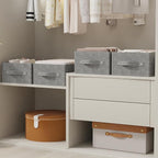 Collapsible Storage Boxes, Fabric Organizer Baskets, Cube Bins for Organizing Home, Office and Closet, Grey, 2 Pack, 13.0x9.0