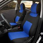 BDK Front & Rear Combo Set of 4 Piece Auto Carpet Floor Mats with PolyPro Car Seat Covers & Steering Wheel Cover, Fits Most for Car Truck Van SUV, Colorful Design Interior Car Accessories