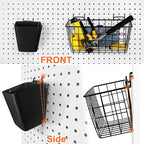 Pegboard Basket Organizers, Peg Board Large Baskets Hooks Bins Cups Tool Organizer 6 Pack Set, Wall Storage Display Hanging A