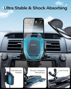 APPS2Car Sturdy CD Slot Phone Mount with One Hand Operation Design, Hands-Free Car Phone Holder Universally Compatible with All iPhone & Android Cell Phones, for Smartphone Mobile (Faux Leather)