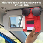 HARFINGTON 2Pcs Car Sun Visor Organizer 6.02" x 4.76" Leather Multi-Pocket Visor Card Sleeve Pocket Car Truck SUV Interior Storage Pouch for Driving License Credit Card Bill Sunglasses, Brown