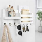 Lwenki Mail Organizer for Wall Mount – Key Holder with Shelf Includes Letter Holder and Hooks for Coats, Dog Leashes – Rustic