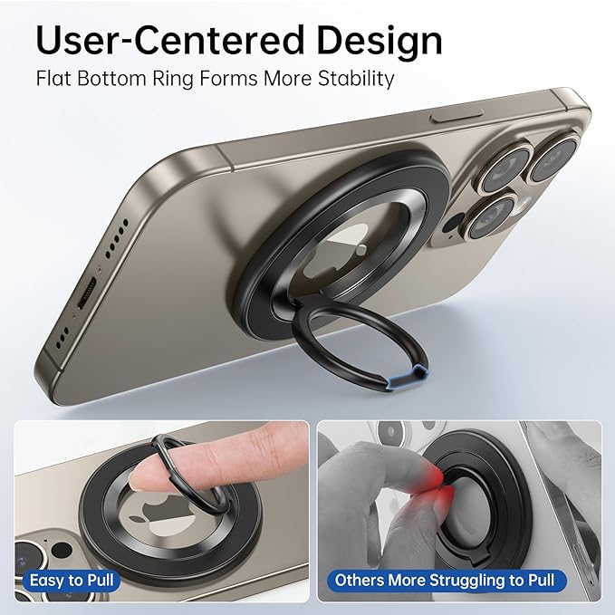 SYNCWIRE Magnetic Phone Ring Holder for MagSafe [2 Pack] - Magnet Cell Phone Grip Stand Finger Ring Kickstand Two-Sided Magnetic Compatible with iPhone 17 Pro Max 16 15 14 13 12 MagSafe Accessories