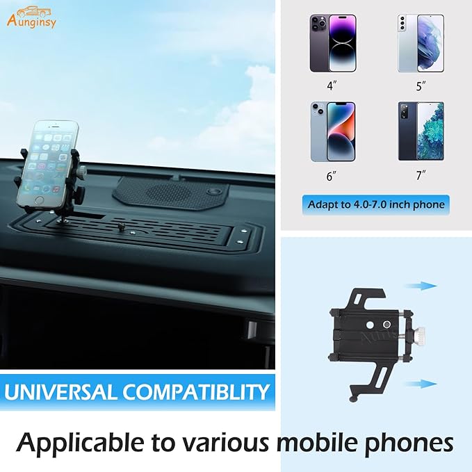Aunginsy Center Console Dash Storage Organizer Tray Compatible with Toyota Tundra/Sequoia 2022-2026, Car Dashboard Multi-Functional Phone Holder Storage Box Insert with Mobile Phone Mount Accessories