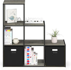 Furinno Pelli 3-2-1 Cubic Storage Cabinet, French Oak Grey/Black
