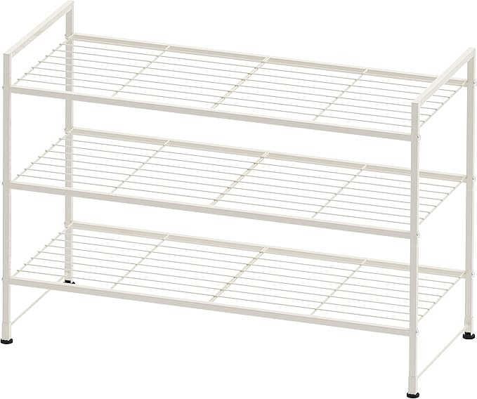 Simple Houseware 3-Tier Stackable Shoes Rack Storage Shelf, White