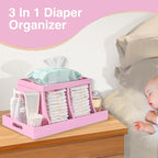 Three colors Diaper Organizer, Wooden Diaper Caddy Organizer, Changing Table Organizer, Diaper Storage Organizer, Nursery Bab