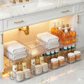 Masirs 2-Tier Clear Pull-Out Drawer Organizer - Sleek, Compact & Sturdy Makeup and Closet Organizer - Easy Assembly Kitchen S