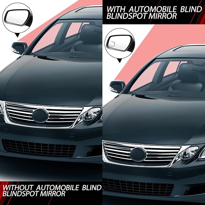 Frienda 6 Pieces Blindspot Mirror, High Definition Glass Convex Lens Frameless 360° Wide-range View Side View Mirror for Car(Fan, Round, Rectangle Shape)
