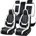 Coverado Seat Covers, Car Seat Covers Full Set, Leather Seat Covers for Cars, Car Seat Protector, Black Car Seat Covers Front
