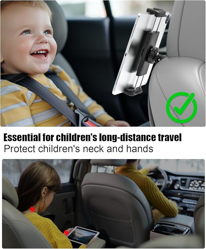 Charchendo [Custom Fit] Tablet Holder for Tesla Model Y & Model 3, Integrated Seat Backrest Mount for iPad Pro Air Mini, Rock-Solid No-Shake Bracket for Kids, Not for Model S/X or Other Cars
