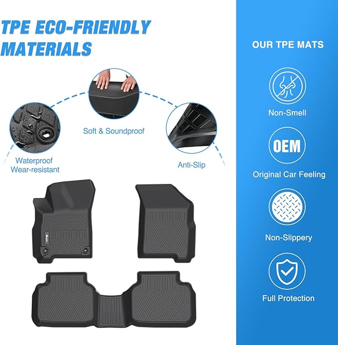 Nilight TPE Floor Mats for Dodge Journey 2011 2012 2013 2014 2015 2016 2017 2018 2019 2020,All Weather Custom Fit Heavy Duty Floor Liners